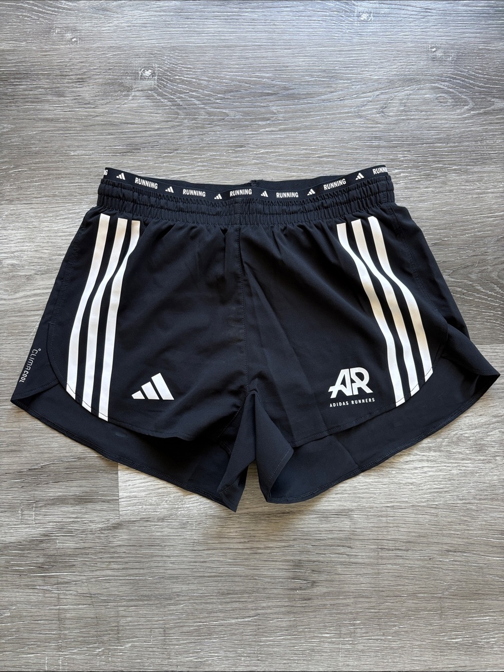 adidas Black Women's Running Shorts with White Stripes